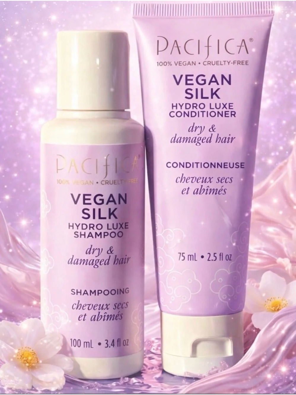 Pacifica Vegan Silk Hydro Luxe Shampoo & Conditioner - Lavender Pink